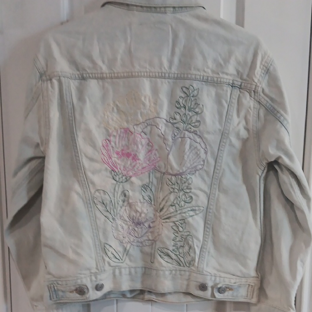 Levi's Ex-Boyfriend Trucker Embroidered Back Lite Wash Jean Jacket